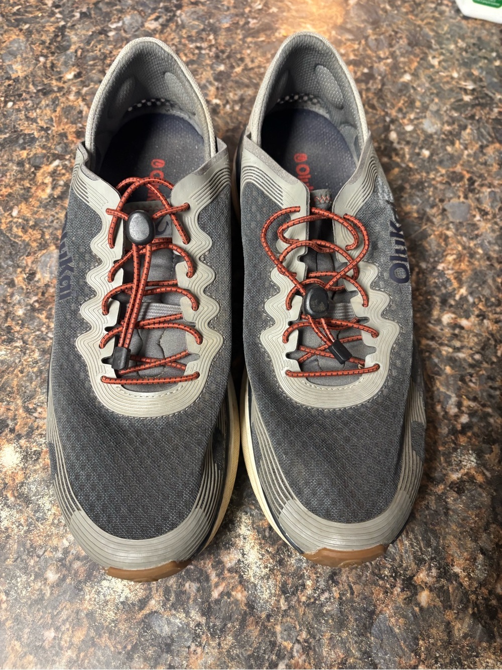 OluKai Men's Gray Athletic Sneakers with Brown Laces